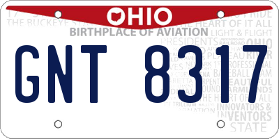 OH license plate GNT8317