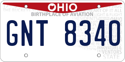 OH license plate GNT8340