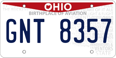 OH license plate GNT8357