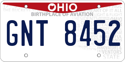 OH license plate GNT8452