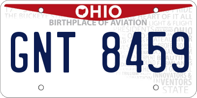 OH license plate GNT8459