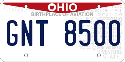 OH license plate GNT8500