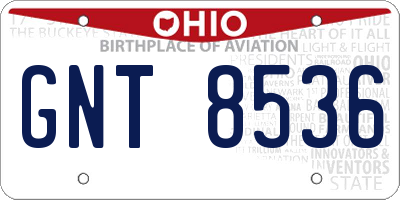 OH license plate GNT8536