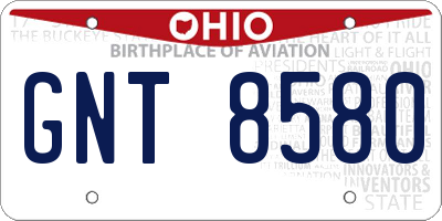 OH license plate GNT8580