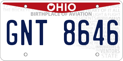 OH license plate GNT8646