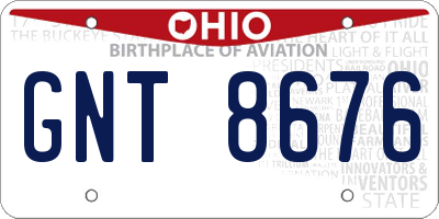 OH license plate GNT8676