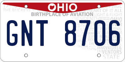 OH license plate GNT8706