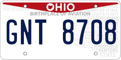OH license plate GNT8708