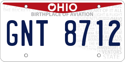 OH license plate GNT8712