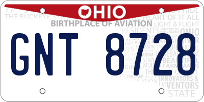 OH license plate GNT8728