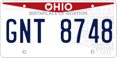 OH license plate GNT8748