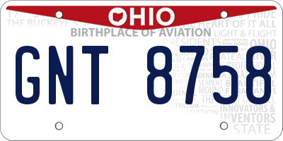 OH license plate GNT8758