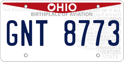 OH license plate GNT8773