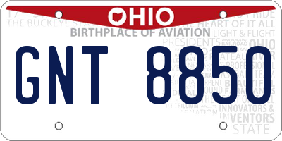 OH license plate GNT8850