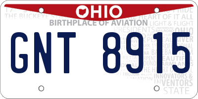 OH license plate GNT8915