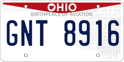 OH license plate GNT8916