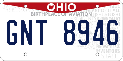 OH license plate GNT8946