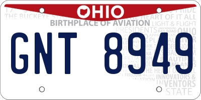 OH license plate GNT8949