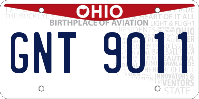 OH license plate GNT9011
