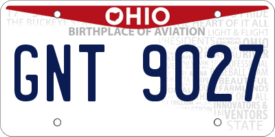 OH license plate GNT9027