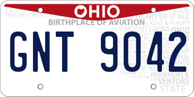 OH license plate GNT9042