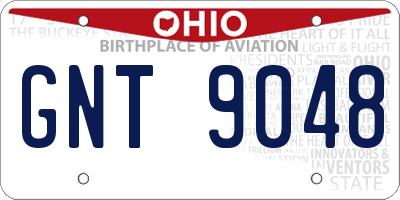 OH license plate GNT9048