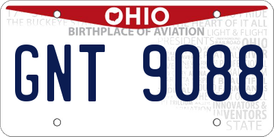 OH license plate GNT9088