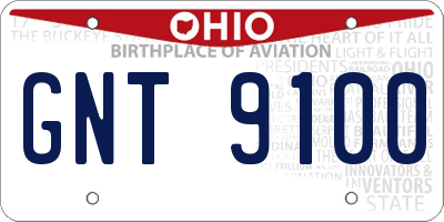 OH license plate GNT9100