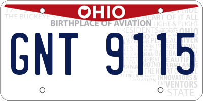 OH license plate GNT9115