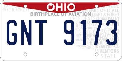 OH license plate GNT9173
