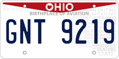 OH license plate GNT9219
