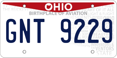 OH license plate GNT9229