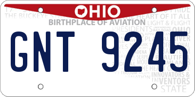 OH license plate GNT9245