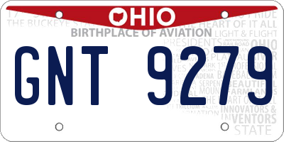OH license plate GNT9279