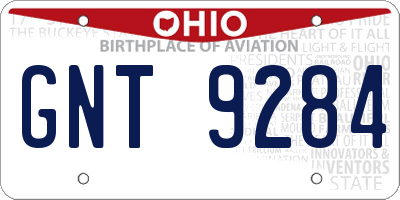 OH license plate GNT9284