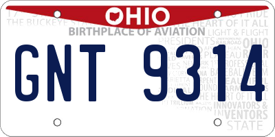 OH license plate GNT9314