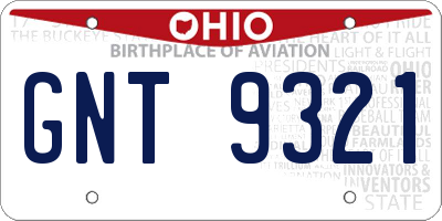 OH license plate GNT9321