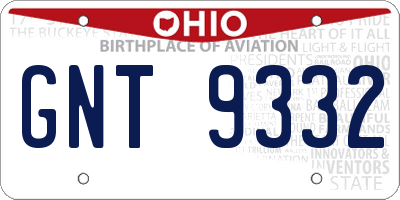 OH license plate GNT9332
