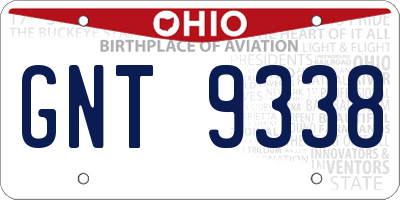 OH license plate GNT9338