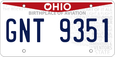 OH license plate GNT9351