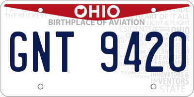 OH license plate GNT9420