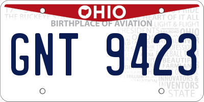 OH license plate GNT9423