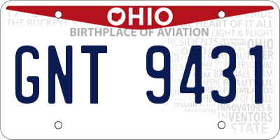 OH license plate GNT9431