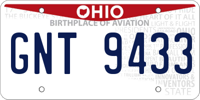 OH license plate GNT9433