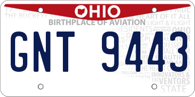 OH license plate GNT9443