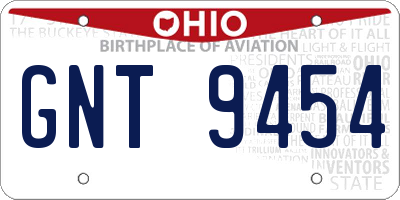 OH license plate GNT9454