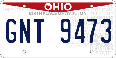 OH license plate GNT9473