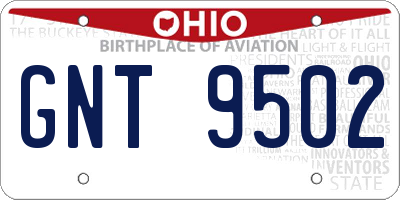 OH license plate GNT9502
