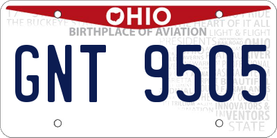 OH license plate GNT9505