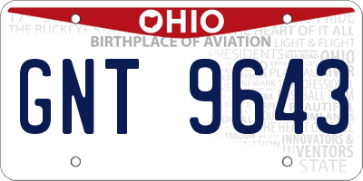 OH license plate GNT9643